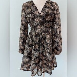 Flying Tomato Black and Gold Starburst Mini Dress